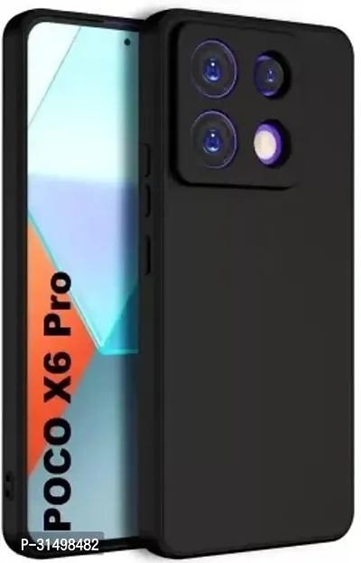 ROYALBASE Back Cover for POCO X6 Pro 5G Black Grip Case Silicon Pack of 1-thumb0