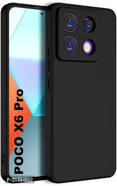 ROYALBASE Back Cover for POCO X6 Pro 5G Black Grip Case Silicon Pack of 1-thumb0