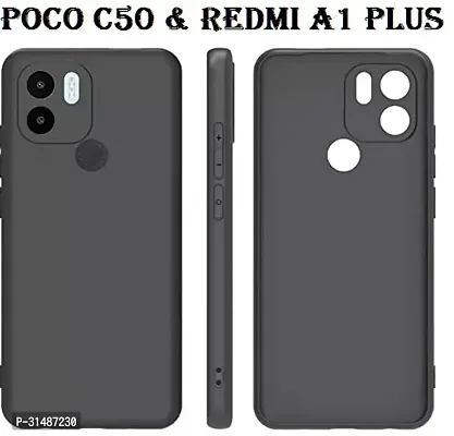 Back Cover for POCO C50  REDMI A1 PLUS Black Silicon Pack of 1