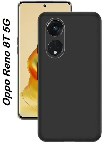 AARERED Back Cover with Dual Protection for Oppo Reno 8T Plain Black Matte Finish