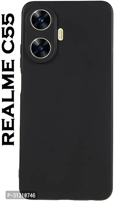 ROYALBASE Back Cover for Realme C55 Black Grip Case Silicon Pack of 1