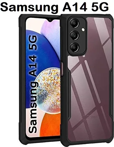 AARERED Back Cover Case for Samsung Galaxy A14 5G Clear Tough Hybrid, Transparent Black Bumper Border