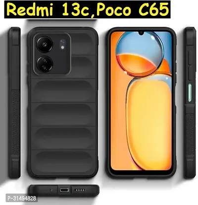 ROYALBASE Back Cover for Redmi 13C 5G   Poco C65 Black Grip Case Silicon Pack of 1