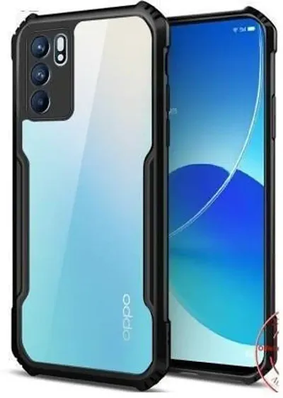 CELZO Ultra Thin Shock Proof 4 Sides Protection Clear Transparent Back Cover Case with Black Border for Oppo Reno6 Pro (5G) - {Transparent/Black}