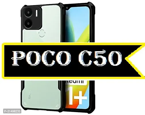 Back Cover for POCO C50  REDMI A1 PLUS Black Transparent Pack of 1