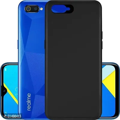 ROYALBASE Back Cover for REALME C2 Black Grip Case Silicon Pack of 1-thumb0