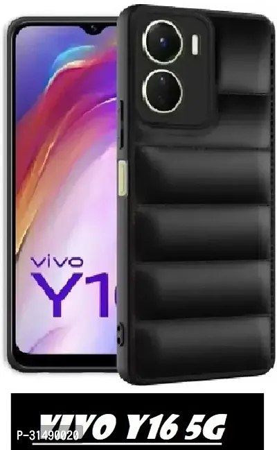 Back Cover for Vivo Y16 Vivo Y56 5G Black Grip Case Silicon Pack of 1-thumb0