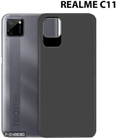 ROYALBASE Back Cover for Realme C11 Black Grip Case Silicon Pack of 1-thumb0