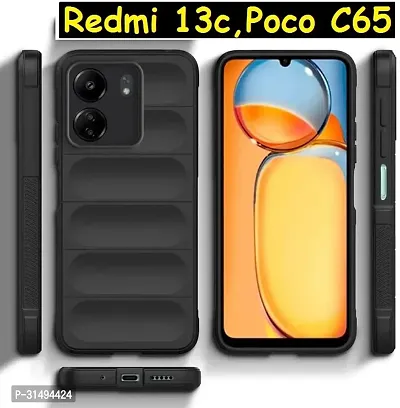 Back Cover for Redmi 13C 5G   Poco C65 Black Grip Case Silicon Pack of 1-thumb0