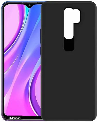 Back Cover for Redmi 9 Prime Black Grip Case Silicon Pack of 1-thumb0