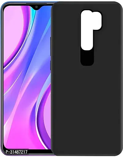 Back Cover for Redmi 9 Prime Black Grip Case Silicon Pack of 1-thumb0