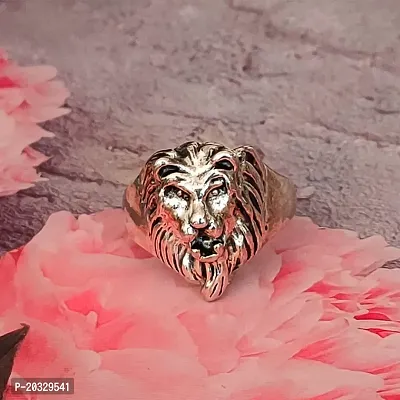 Shiv Creation Retro Biker Men Silver Plated Lion Head Ring  Silver  Alloy  Ring For Men And Women-thumb5