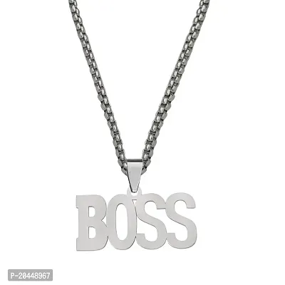 Shiv Creation Personalised Boss Locket Bikers Jewelry Box Silver  Stainless Steel  Pendant Necklace Chain For Men And Women-thumb0