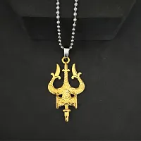 Shiv Creation Religious  Lord Shiv Trishul Damaru  Gold  Metal Pendant Necklace Chain For Men And Women-thumb4