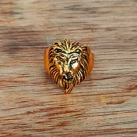 Shiv Creation Retro Biker Men Gold Plated Lion Head Ring  Gold  Alloy  Ring For Men And Women-thumb4