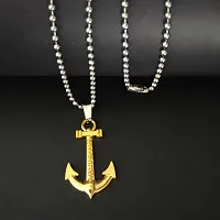 Shiv Creation Love faith Hope Anchor Ship Wheel Nautical  Gold  Stainless Steel  Pendant Necklace Chain For Men And Women-thumb1