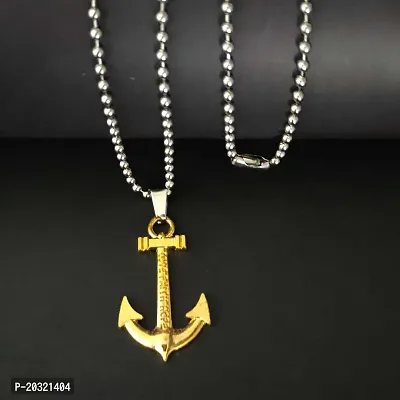 Shiv Creation Love faith Hope Anchor Ship Wheel Nautical  Gold  Stainless Steel  Pendant Necklace Chain For Men And Women-thumb2