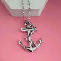 Shiv Creation Wheel Ship Anchor and Rope Locket With Chain  Silver  Metal  Pendant Necklace Chain For Men And Women-thumb4