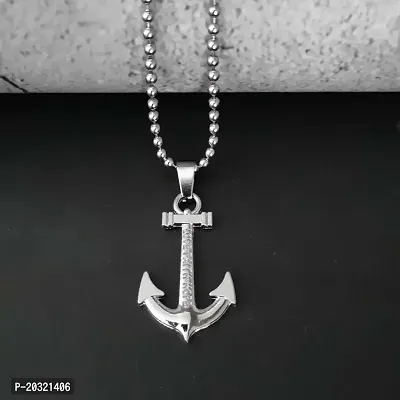 Shiv Creation Love faith Hope Anchor Ship Wheel Nautical Silver  Metal  Pendant Necklace Chain For Men And Women-thumb2