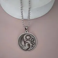 Shiv Creation Yin Yang Dragon And Snake Symbol pendant Locket   Silver  Stainless Steel  Pendant Necklace Chain For Men And Women-thumb1