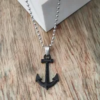 Shiv Creation Love faith Hope Anchor Ship Wheel Nautical Black  Metal  Pendant Necklace Chain For Men And Women-thumb1