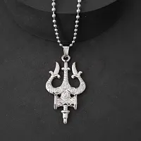 Shiv Creation Religious  Lord Shiv Trishul Damaru Silver  Metal  Pendant Necklace Chain For Men And Women-thumb4