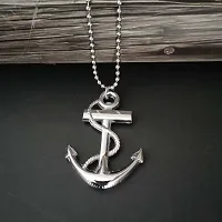 Shiv Creation Wheel Ship Anchor and Rope Locket With Chain  Silver  Metal  Pendant Necklace Chain For Men And Women-thumb2