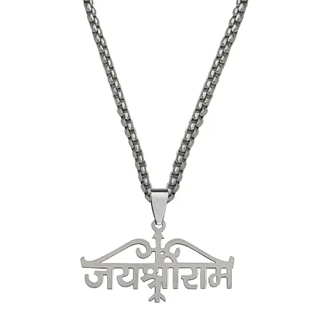 Men Style Personalised Religious Jay Shree Ram Locket Bikers Jewelry Box Chain Stainless Pendant Necklace For Men And Women LCPna306