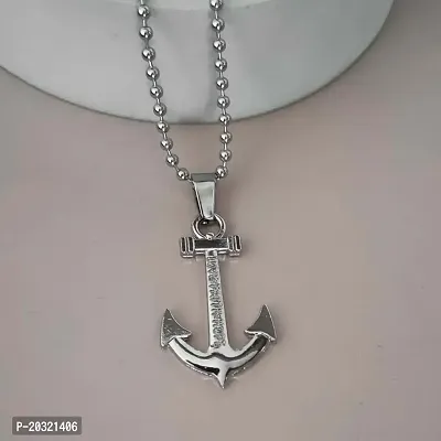 Shiv Creation Love faith Hope Anchor Ship Wheel Nautical Silver  Metal  Pendant Necklace Chain For Men And Women-thumb3