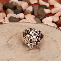 Shiv Creation Retro Biker Men Silver Plated Lion Head Ring  Silver  Alloy  Ring For Men And Women-thumb3