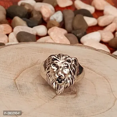 Shiv Creation Retro Biker Men Silver Plated Lion Head Ring  Silver  Alloy  Ring For Men And Women-thumb4