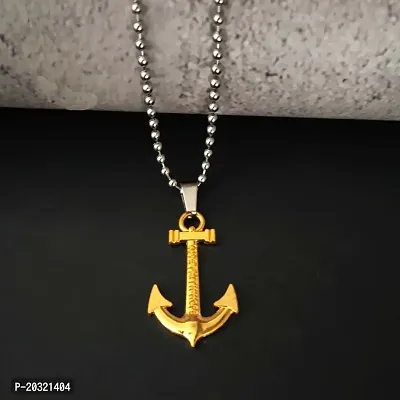 Shiv Creation Love faith Hope Anchor Ship Wheel Nautical  Gold  Stainless Steel  Pendant Necklace Chain For Men And Women