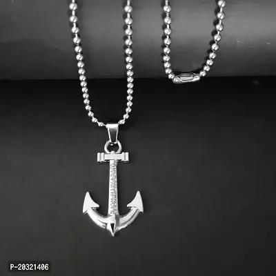 Shiv Creation Love faith Hope Anchor Ship Wheel Nautical Silver  Metal  Pendant Necklace Chain For Men And Women-thumb0