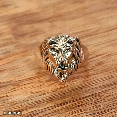 Shiv Creation Retro Biker Men Silver Plated Lion Head Ring  Silver  Alloy  Ring For Men And Women-thumb3