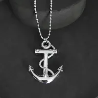 Shiv Creation Wheel Ship Anchor and Rope Locket With Chain  Silver  Metal  Pendant Necklace Chain For Men And Women-thumb3