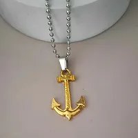 Shiv Creation Love faith Hope Anchor Ship Wheel Nautical  Gold  Stainless Steel  Pendant Necklace Chain For Men And Women-thumb3