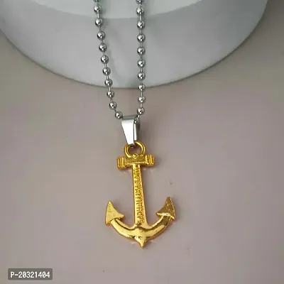 Shiv Creation Love faith Hope Anchor Ship Wheel Nautical  Gold  Stainless Steel  Pendant Necklace Chain For Men And Women-thumb4