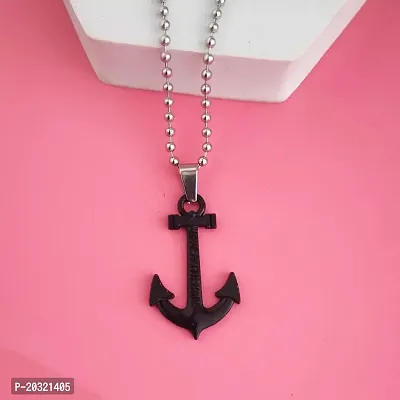 Shiv Creation Love faith Hope Anchor Ship Wheel Nautical Black  Metal  Pendant Necklace Chain For Men And Women-thumb4