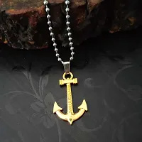 Shiv Creation Love faith Hope Anchor Ship Wheel Nautical  Gold  Stainless Steel  Pendant Necklace Chain For Men And Women-thumb2