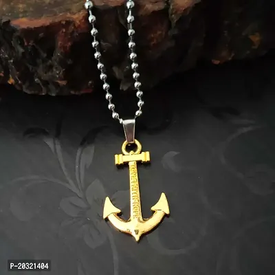 Shiv Creation Love faith Hope Anchor Ship Wheel Nautical  Gold  Stainless Steel  Pendant Necklace Chain For Men And Women-thumb3