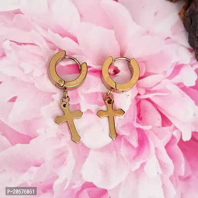 Shiv Creation Religious Jesus Cross Stud Earring 02 Stud Earrings  Gold  Gold-plated   Earrings For Men And Women-thumb0