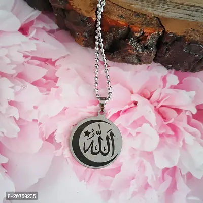 Shiv Creation Allah Pendant Necklace Chain  Silver Stainless Steel  For Men And Women