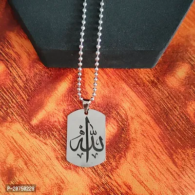 Shiv Creation Allah Pendant Necklace Chain  Silver  Stainless Steel  For Men And Women