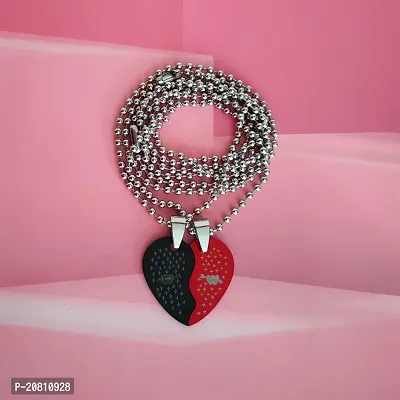 Shiv Creation Valentine Day Gift Love Broken Heart, Black  Stainless Steel  Pendant Necklace Chain
