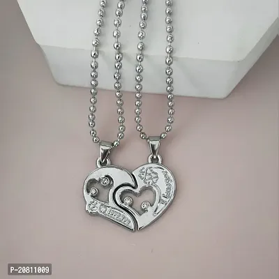 Shiv Creation Valentine  Love Broken Heart   Stainless Steel  Pendant Necklace Chain
