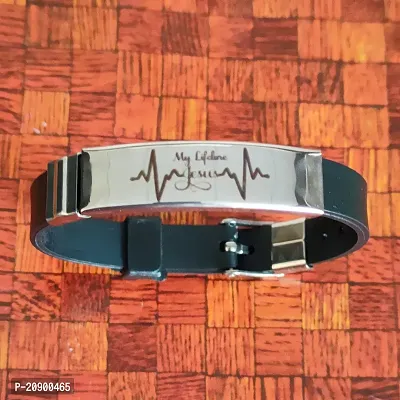 Shiv Creation  My Lifeline Jesus Lifeline Heart Beat Mother Day Gift Father Day Gift Wristband-thumb0