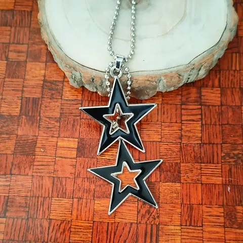 Shiv Creation Rock Star Twice Star Pendant With Chain