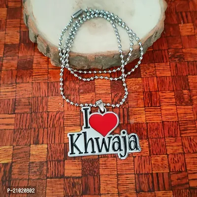 Shiv Creation  ALLAH Quranic Quran Islamic White and Silver I LOVE Khwaja Locket Necklace Jewelry