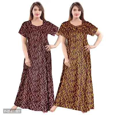 Stylish Multicoloured Cotton Printed Nighty For Women Pack Of 2-thumb0