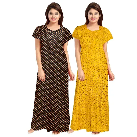 KHUSHI PRINT Casual Wear Pure Cotton Maxi Nighty for Women